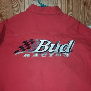 Vintage Hedrick Motor Bud Racing Nascar Button Shirt Exquisite Designs USA XXL